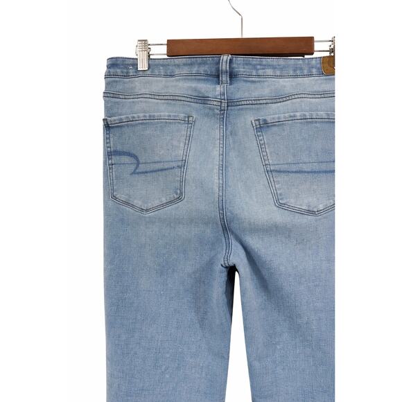 American Eagle Jegging Jeans Women 14 Light Wash Y2K Stretch 33x27.5 Ankle - Picture 7 of 10